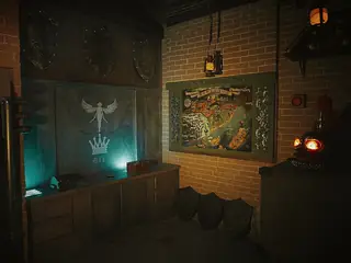 The story opens inside AURORA — a cabin room lit by a glowing winged emblem.